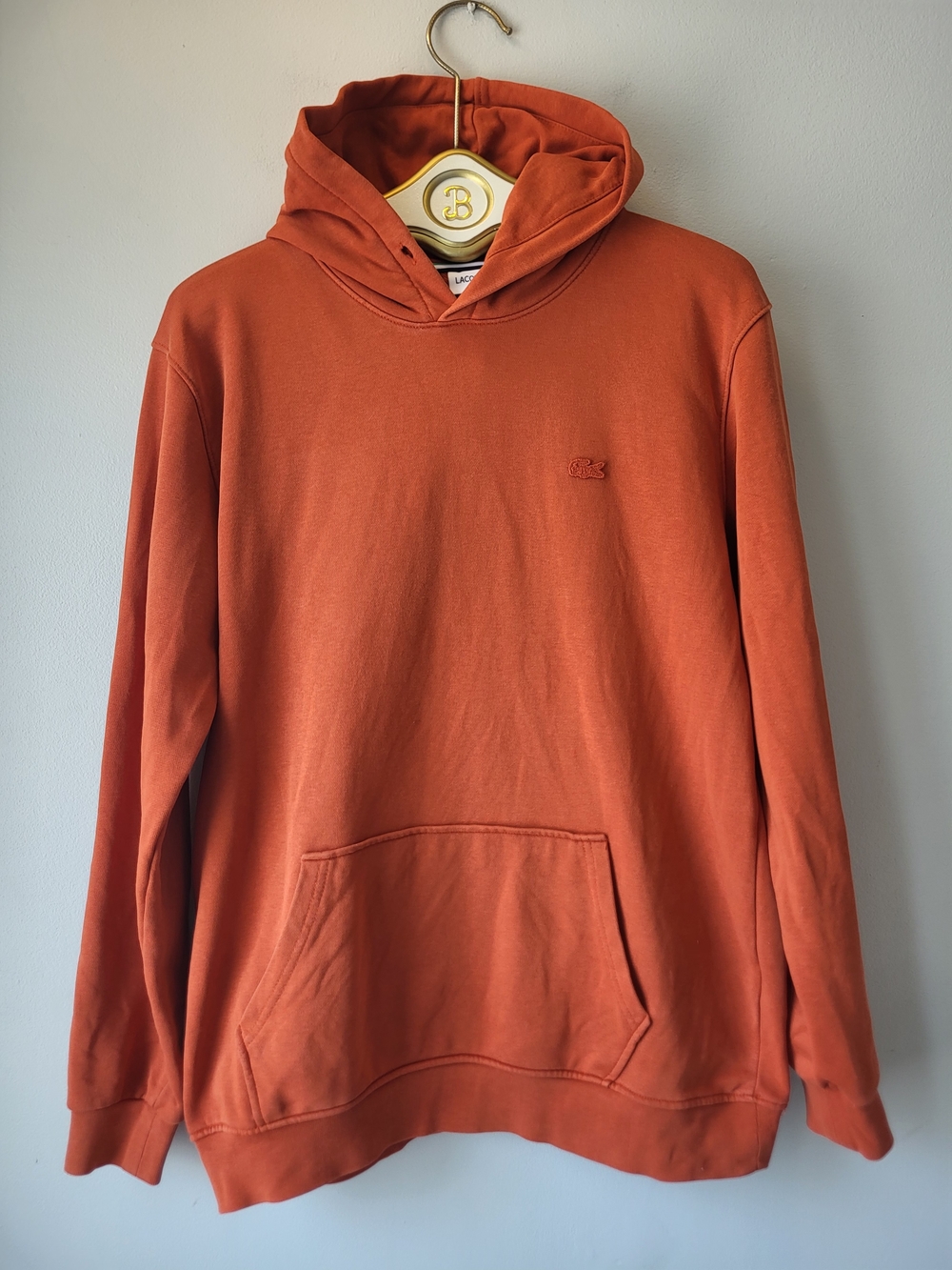 Lacoste Men's Athlesure Streetwear Hooded Sweatshirt in Burnt Orange